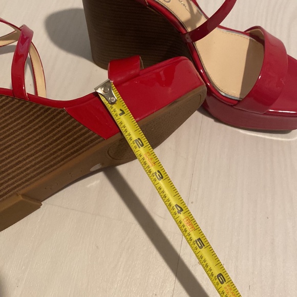 NWOT Jessica Simpson Lipstick Red Strap Wedges 7M - Picture 9 of 9